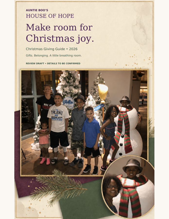 Make room for Christmas joy — House of Hope Christmas Giving Guide with Dalton in the snowman